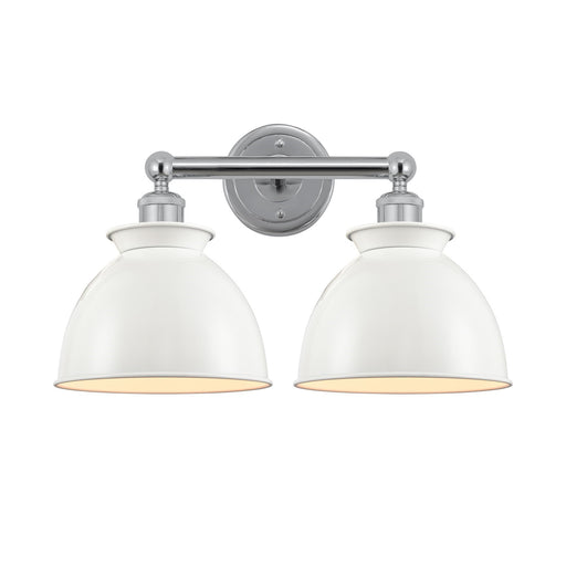 Innovations Adirondack 17in 2-Light Bath Vanity | Industrial Farmhouse Polished Chrome and Glossy White Metal Shade | Bathroom | Model 616-2W-PC-M14-W