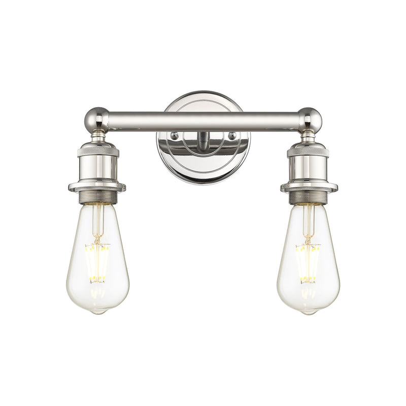 Innovations Edison 12.375in 2-Light Bath Vanity Light | Industrial Polished Nickel Steel and Cast Brass | Bathroom Vanity | 12.38 x 6 in | Model 616-2W-PN