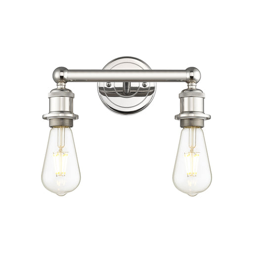 Innovations Edison 12.375in 2-Light Bath Vanity Light | Industrial Polished Nickel Steel and Cast Brass | Bathroom Vanity | 12.38 x 6 in | Model 616-2W-PN