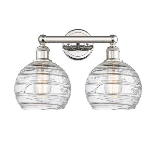 Innovations Athens Deco Swirl 17in 2-Light Bath Vanity Light | Industrial Polished Nickel Steel and Clear Deco Swirl Glass | Model 616-2W-PN-G1213-8CL