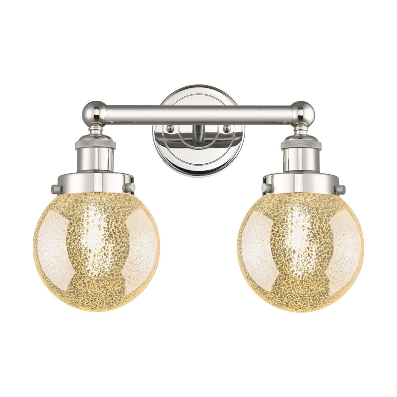 Innovations Beacon 15in 2-Light Bath Vanity Light | Industrial Polished Nickel and Mercury Glass | Bathroom Vanity | 15 x 7.5 x | Model 616-2W-PN-G208-6