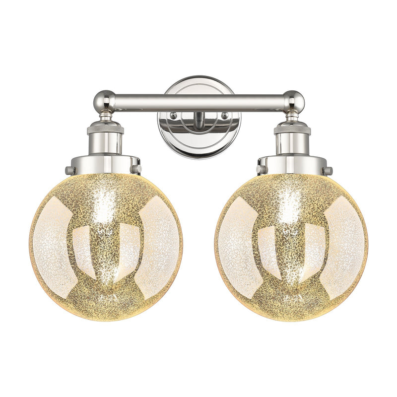 Innovations Beacon 17in 2-Light Bath Vanity Light | Industrial Polished Nickel Steel and Mercury Glass | Bathroom Vanity | 17 x | Model 616-2W-PN-G208-8