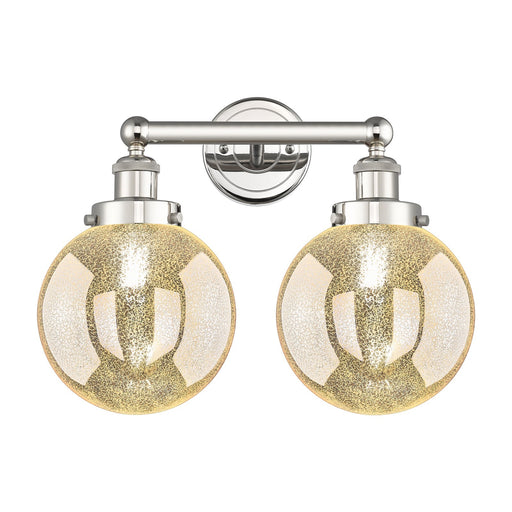 Innovations Beacon 17in 2-Light Bath Vanity Light | Industrial Polished Nickel Steel and Mercury Glass | Bathroom Vanity | 17 x | Model 616-2W-PN-G208-8