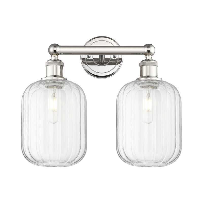 Innovations Preston Cylinder 16in 2-Light Bath Vanity Light | Industrial Polished Nickel and Clear Glass | Bathroom Vanity | Model 616-2W-PN-G460-7CL