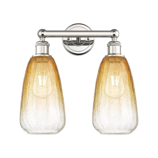 Innovations Brookhaven Almond 15in 2-Light Bath Vanity Light | Industrial Polished Nickel Steel and Amber Glass | Bathroom | Model 616-2W-PN-G480-6AM