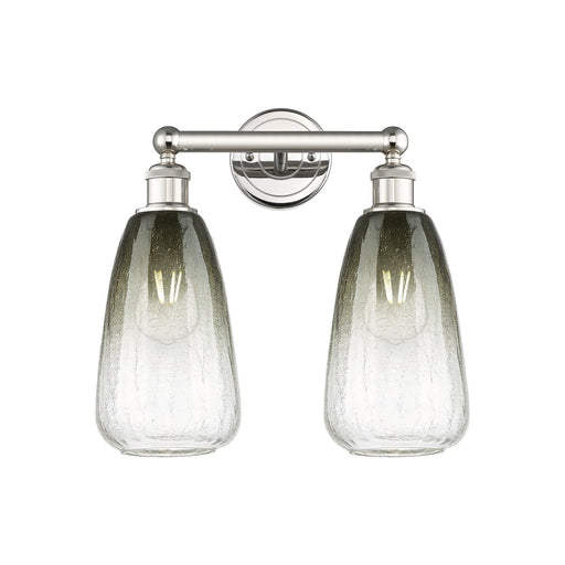 Innovations Brookhaven Almond 15in 2-Light Bath Vanity Light | Industrial Polished Nickel Steel and Slate Glass | Bathroom | Model 616-2W-PN-G480-6SL