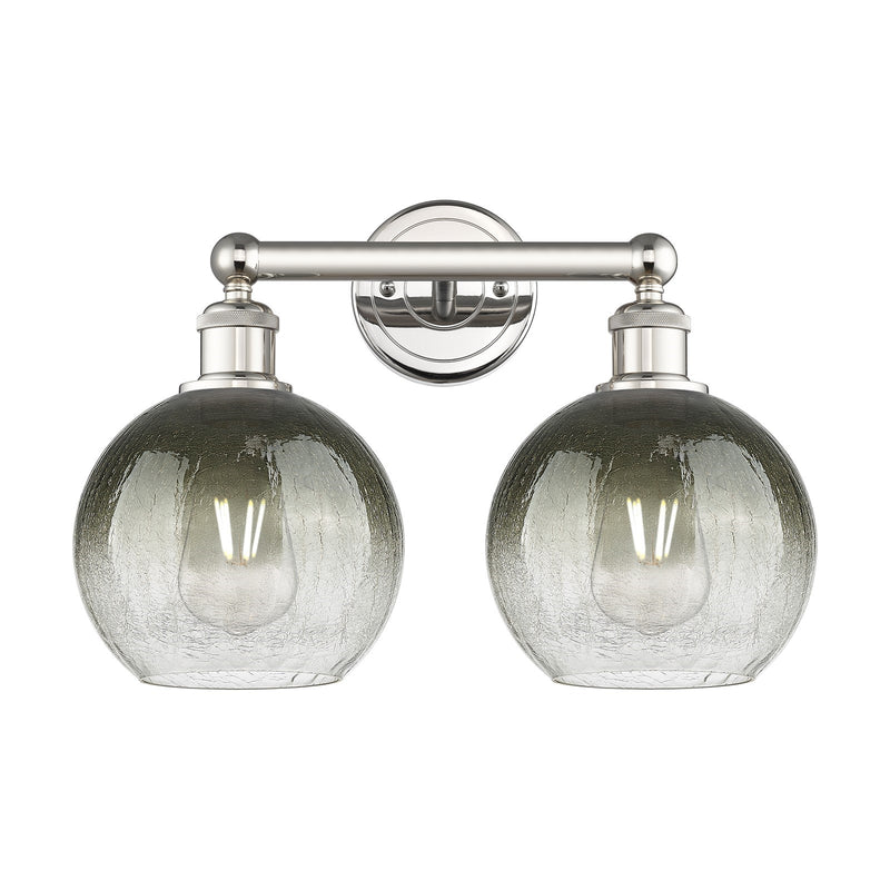 Innovations Brookhaven Globe 17in 2-Light Bath Vanity Light | Industrial Polished Nickel Steel and Slate Glass | Bathroom | Model 616-2W-PN-G483-8SL