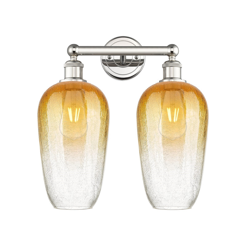 Innovations Brookhaven Flute 16in 2-Light Bath Vanity | Industrial Modern Polished Nickel and Amber Glass | Bathroom Vanity | Model 616-2W-PN-G484-7AM