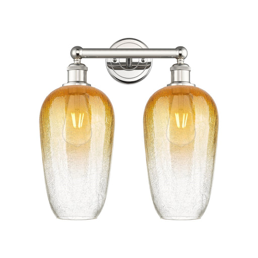Innovations Brookhaven Flute 16in 2-Light Bath Vanity | Industrial Modern Polished Nickel and Amber Glass | Bathroom Vanity | Model 616-2W-PN-G484-7AM
