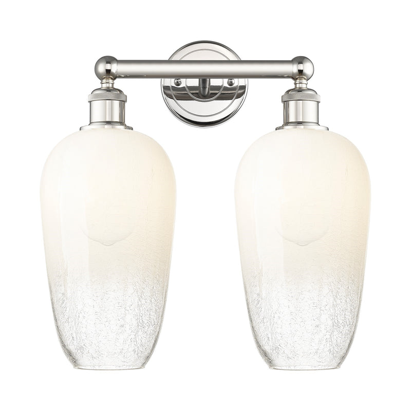 Innovations Brookhaven Flute 16in 2-Light Bath Vanity Light | Industrial Modern Polished Nickel and Opal Glass | Bathroom | Model 616-2W-PN-G484-7OP