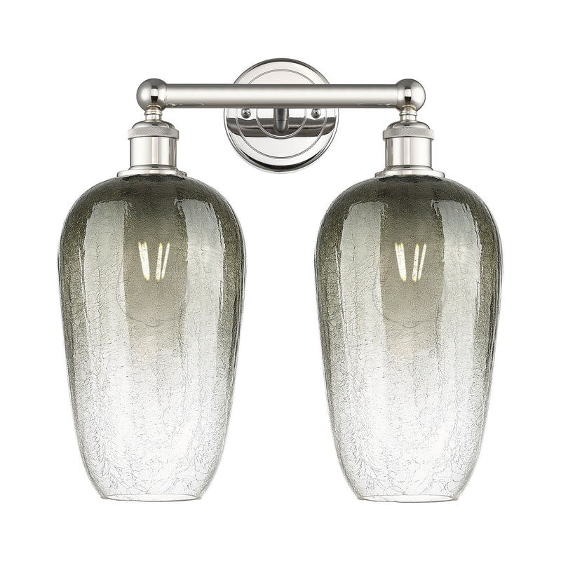 Innovations Brookhaven Flute 16in 2-Light Bath Vanity | Industrial Polished Nickel Steel and Slate Glass | Bathroom Vanity | Model 616-2W-PN-G484-7SL