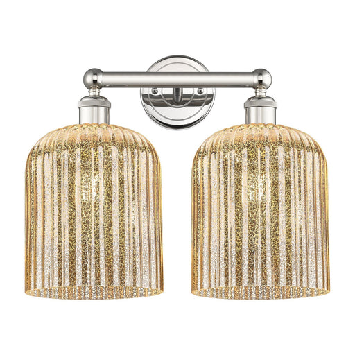 Innovations Bridal Veil 14in 2-Light Bath Vanity Light | Art Nouveau Polished Nickel and Mercury Ribbed Glass | Bathroom Vanity | Model 616-2W-PN-G559-8ME