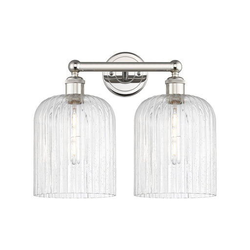 Innovations Bridal Veil 14in 2-Light Bath Vanity Light | Art Nouveau Polished Nickel and Seedy Ribbed Glass | Bathroom Vanity | Model 616-2W-PN-G559-8SDY