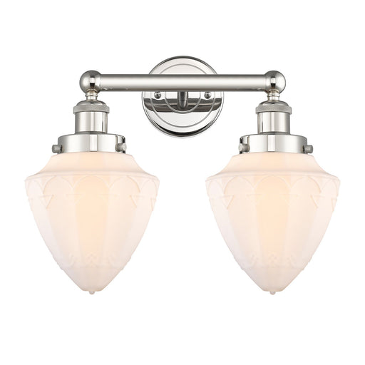 Innovations Bullet 16in 2-Light Bath Vanity Light | Industrial Polished Nickel and Matte White Frosted Glass | Kitchen & Bathroom | Model 616-2W-PN-G661-7