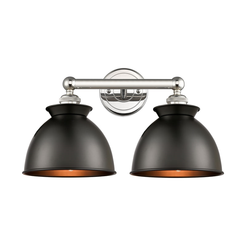 Innovations Adirondack 17in 2-Light Bath Vanity Light | Industrial Polished Nickel and Matte Black Metal Shade | Bathroom Vanity | Model 616-2W-PN-M14-BK