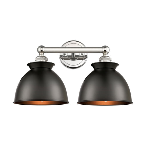 Innovations Adirondack 17in 2-Light Bath Vanity Light | Industrial Polished Nickel and Matte Black Metal Shade | Bathroom Vanity | Model 616-2W-PN-M14-BK