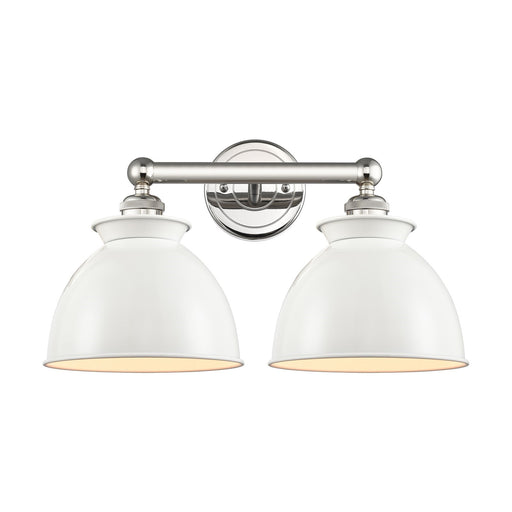 Innovations Adirondack 17in 2-Light Bath Vanity | Industrial Farmhouse Polished Nickel and Glossy White Metal Shade | Bathroom | Model 616-2W-PN-M14-W