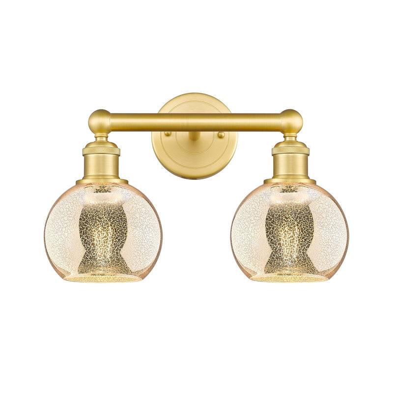 Innovations Athens 15in 2-Light Bath Vanity Light | Industrial Satin Gold Steel and Mercury Glass | Bathroom Vanity & Powder Room | Model 616-2W-SG-G128-6