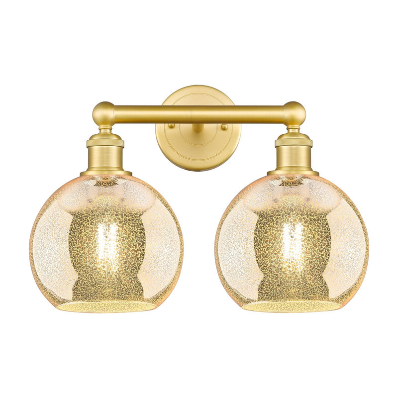 Innovations Athens 17in 2-Light Bath Vanity Light | Industrial Satin Gold Steel and Mercury Glass | Bathroom Vanity | 17 x 12.25 | Model 616-2W-SG-G128-8