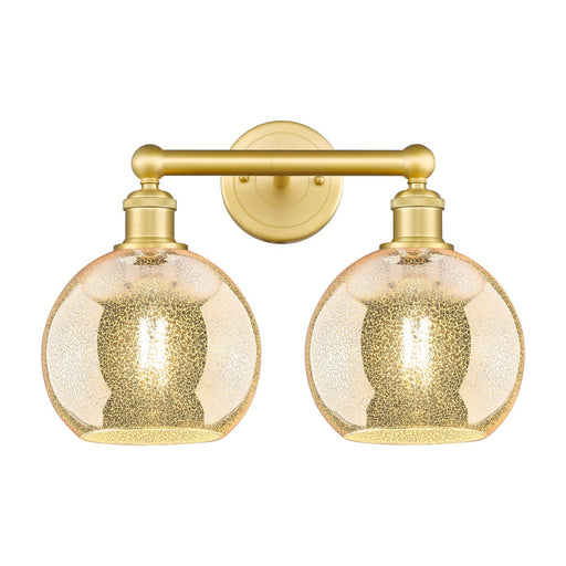 Innovations Athens 17in 2-Light Bath Vanity Light | Industrial Satin Gold Steel and Mercury Glass | Bathroom Vanity | 17 x 12.25 | Model 616-2W-SG-G128-8