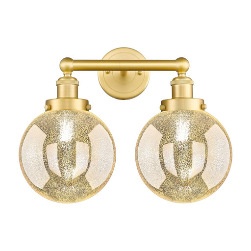 Innovations Beacon 17in 2-Light Bath Vanity Light | Industrial Satin Gold Steel and Mercury Glass | Bathroom Vanity & Powder Room | Model 616-2W-SG-G208-8