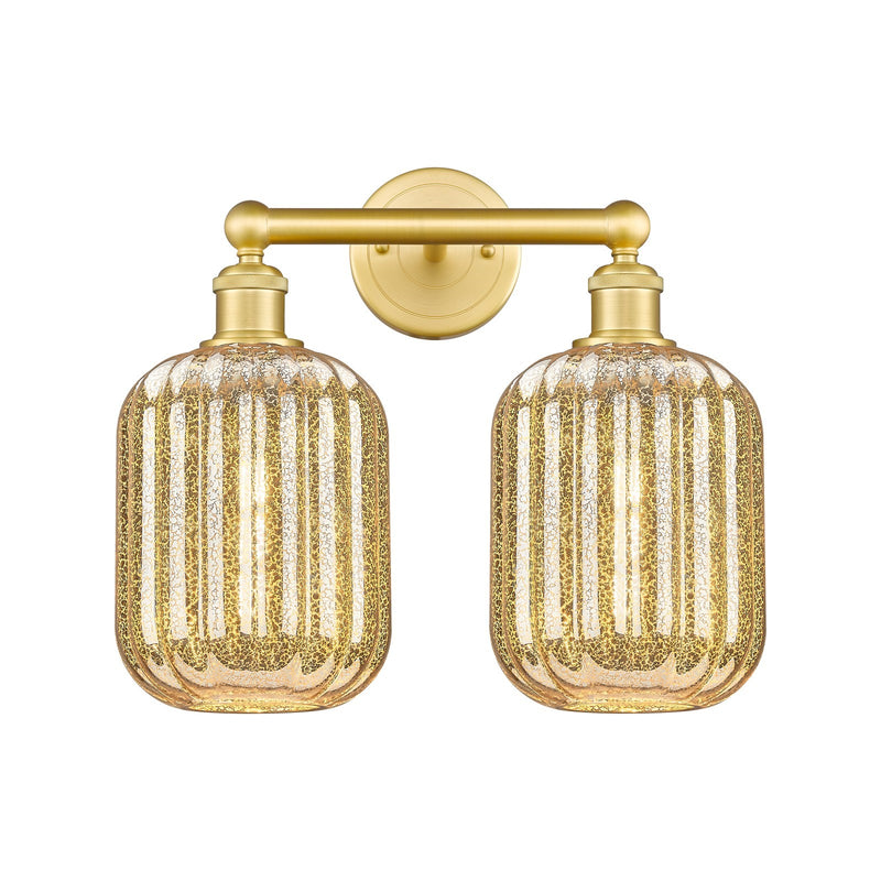 Innovations Preston Cylinder 16in 2-Light Bath Vanity | Industrial Satin Gold Steel and Mercury Glass | Bathroom Vanity & | Model 616-2W-SG-G460-7ME