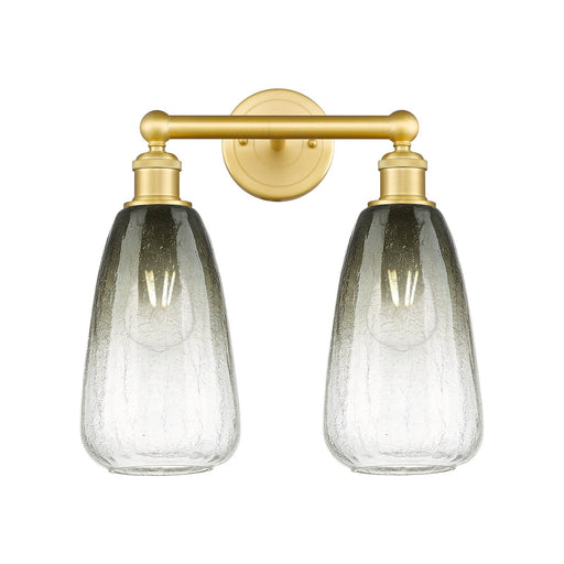 Innovations Brookhaven Almond 15in 2-Light Bath Vanity Light | Industrial Satin Gold Steel and Slate Glass | Bathroom Vanity | Model 616-2W-SG-G480-6SL