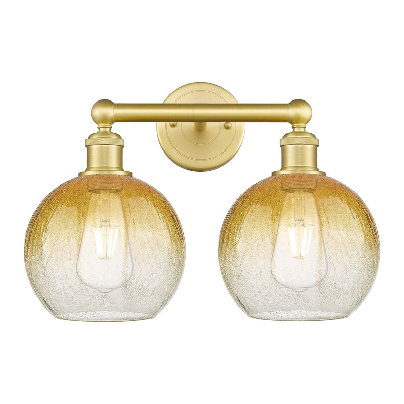 Innovations Brookhaven Globe 17in 2-Light Bath Vanity Light | Industrial Satin Gold Steel and Amber Glass | Bathroom Vanity & | Model 616-2W-SG-G483-8AM