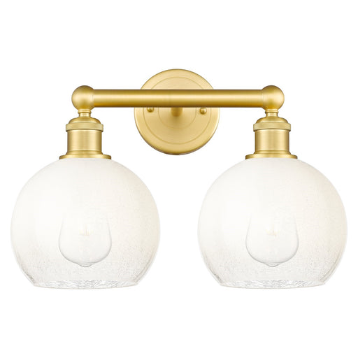 Innovations Brookhaven Globe 17in 2-Light Bath Vanity Light | Industrial Satin Gold Steel and Cast Brass with Opal Glass Shades | Model 616-2W-SG-G483-8OP