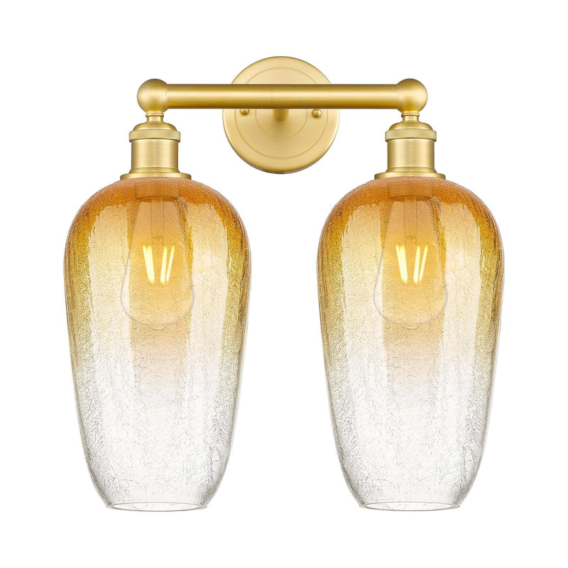 Innovations Brookhaven Flute 16in 2-Light Bath Vanity | Industrial Satin Gold Steel and Cast Brass with Amber Glass | Bathroom | Model 616-2W-SG-G484-7AM