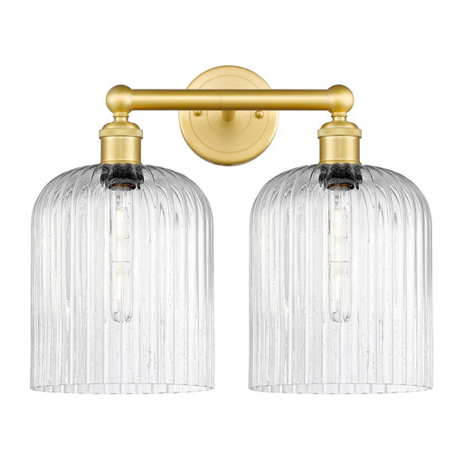 Innovations Bridal Veil 14in 2-Light Bath Vanity | Art Nouveau Satin Gold Steel and Seedy Ribbed Glass | Bathroom Vanity Light | Model 616-2W-SG-G559-8SDY