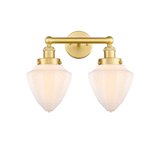 Innovations Bullet 16in 2-Light Bath Vanity Light | Industrial Satin Gold and Matte White Frosted Glass | Bathroom Vanity | 16 x | Model 616-2W-SG-G661-7