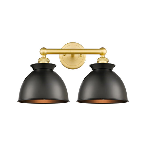 Innovations Adirondack 17in 2-Light Bath Vanity Light | Industrial Farmhouse Satin Gold Steel and Matte Black Metal Shade | Model 616-2W-SG-M14-BK