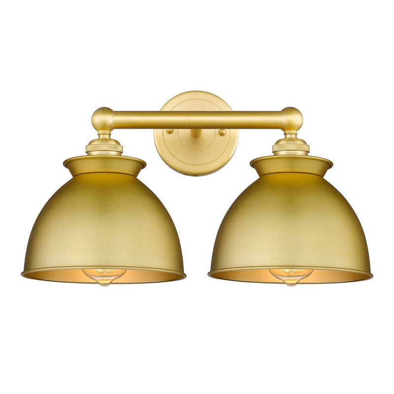 Innovations Lighting Adirondack 17in 2-Light Bath Vanity Light | Industrial Farmhouse Satin Gold Steel and Cast Brass with Satin | Model 616-2W-SG-M14-SG