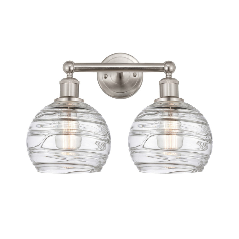 Innovations Athens Deco Swirl 17in 2-Light Bath Vanity | Industrial Brushed Satin Nickel and Clear Deco Swirl Glass | Bathroom | Model 616-2W-SN-G1213-8CL