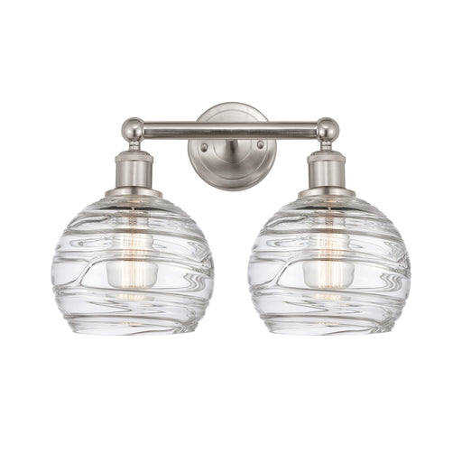 Innovations Athens Deco Swirl 17in 2-Light Bath Vanity | Industrial Brushed Satin Nickel and Clear Deco Swirl Glass | Bathroom | Model 616-2W-SN-G1213-8CL