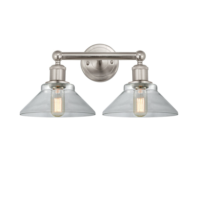 Innovations Orwell 17in 2-Light Bath Vanity Light | Industrial Brushed Satin Nickel Steel and Clear Glass | Bathroom Vanity | 17.38 | Model 616-2W-SN-G132