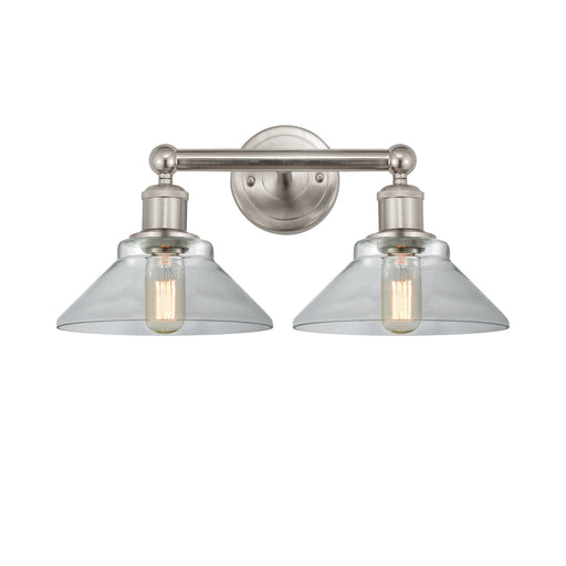 Innovations Orwell 17in 2-Light Bath Vanity Light | Industrial Brushed Satin Nickel Steel and Clear Glass | Bathroom Vanity | 17.38 | Model 616-2W-SN-G132