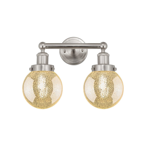 Innovations Beacon 15in 2-Light Bath Vanity | Industrial Brushed Satin Nickel and Mercury Ribbed Glass | Bathroom Vanity | 15 x | Model 616-2W-SN-G208-6