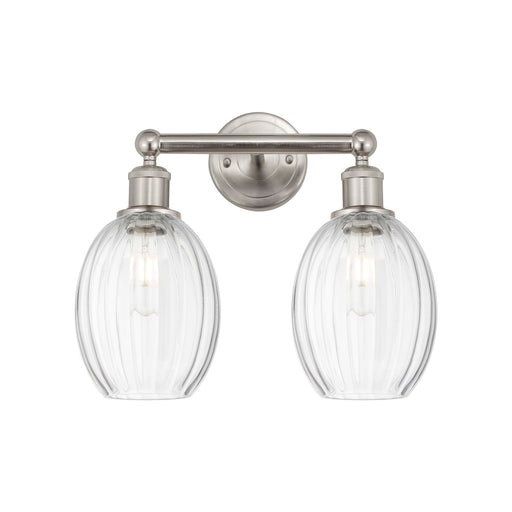 Innovations Preston Bulb 15in 2-Light Bath Vanity Light | Industrial Brushed Satin Nickel and Clear Glass | Bathroom Vanity & | Model 616-2W-SN-G459-6CL