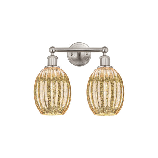 Innovations Preston Bulb 15.25in 2-Light Bath Vanity Light | Industrial Brushed Satin Nickel and Mercury Glass | Bathroom | Model 616-2W-SN-G459-6ME