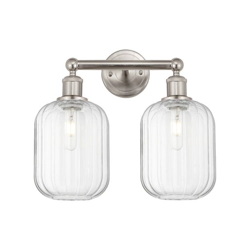 Innovations Preston Cylinder 16in 2-Light Bath Vanity Light | Industrial Brushed Satin Nickel and Clear Glass | Bathroom Vanity | Model 616-2W-SN-G460-7CL
