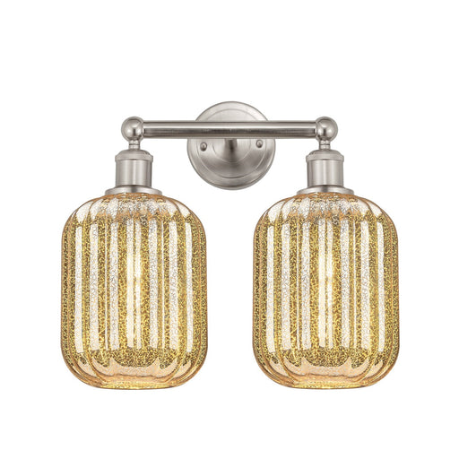 Innovations Preston Cylinder 16in 2-Light Bath Vanity Light | Industrial Brushed Satin Nickel Steel and Mercury Glass | Model 616-2W-SN-G460-7ME