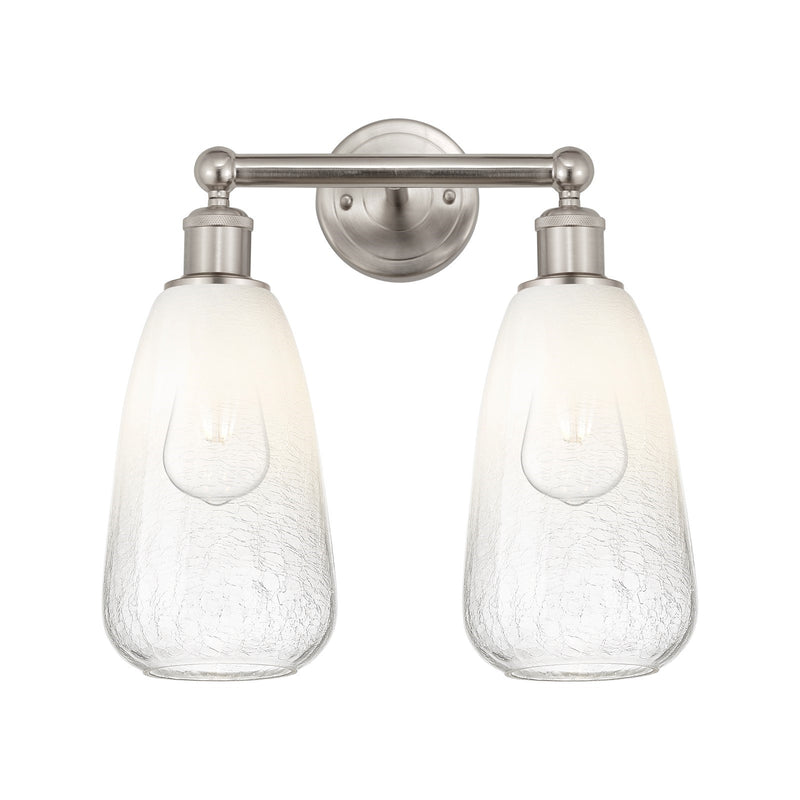 Innovations Brookhaven Almond 15in 2-Light Bath Vanity Light | Industrial Brushed Satin Nickel and Opal Glass | Bathroom Vanity | Model 616-2W-SN-G480-6OP