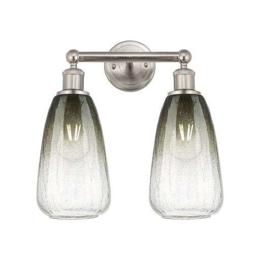 Innovations Brookhaven Almond 15in 2-Light Bath Vanity Light | Industrial Brushed Satin Nickel and Slate Glass | Bathroom | Model 616-2W-SN-G480-6SL