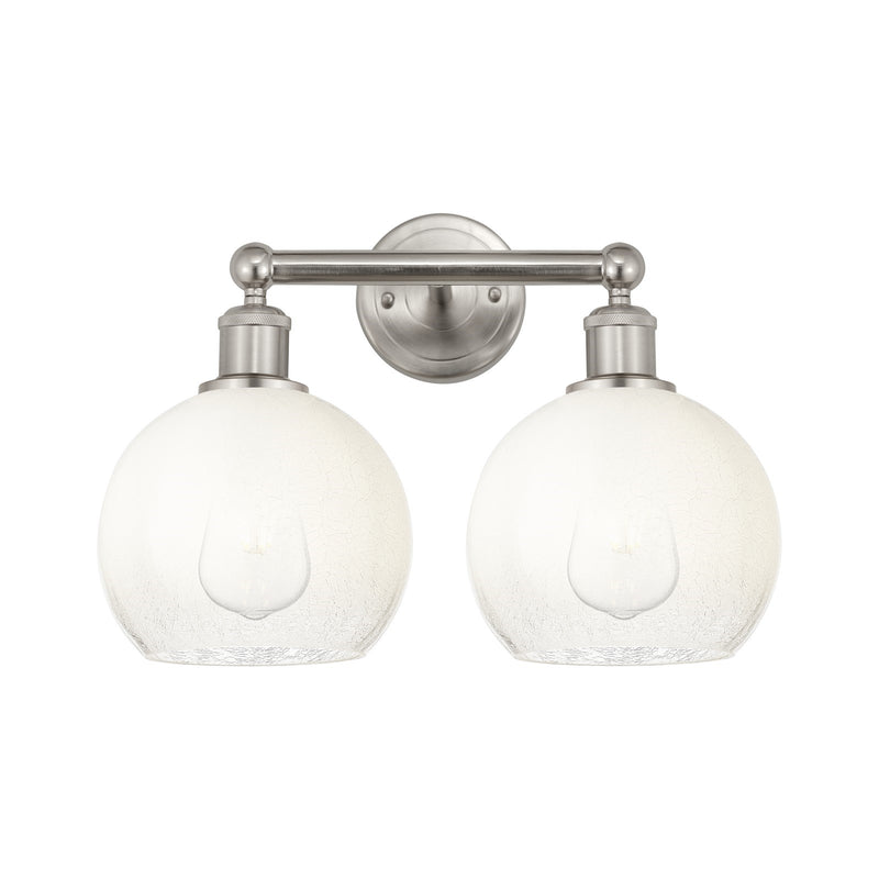 Innovations Brookhaven Globe 17in 2-Light Bath Vanity Light | Industrial Brushed Satin Nickel and Opal Glass | Bathroom Vanity | Model 616-2W-SN-G483-8OP
