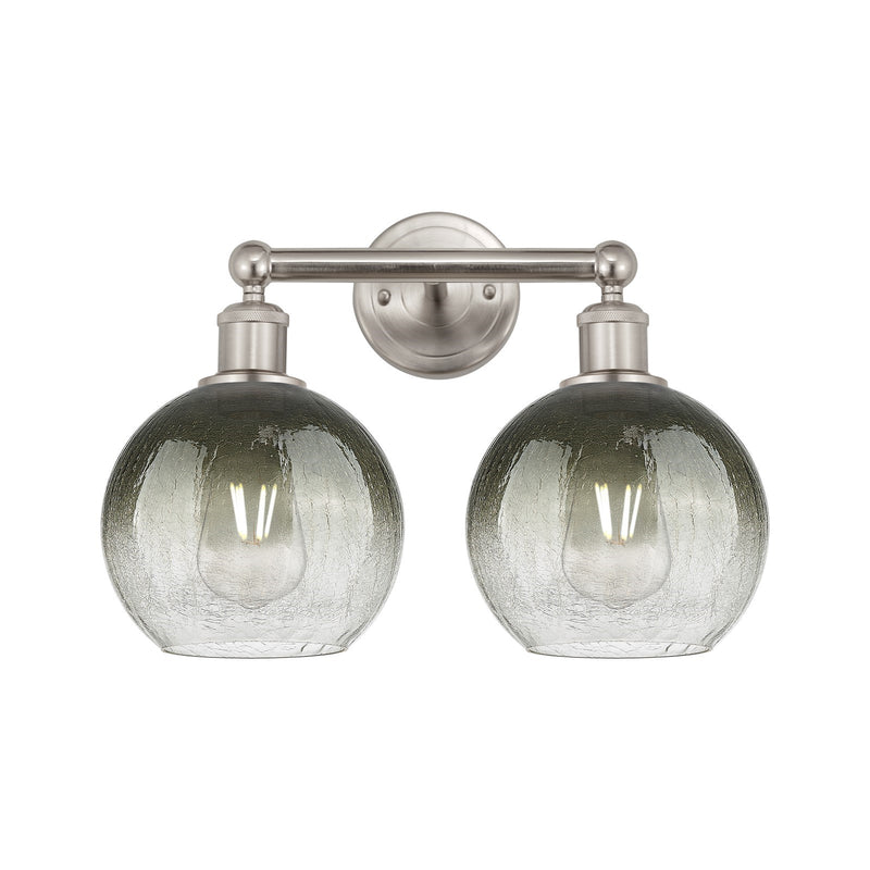 Innovations Brookhaven Globe 17in 2-Light Bath Vanity Light | Industrial Brushed Satin Nickel and Slate Glass | Bathroom Vanity | Model 616-2W-SN-G483-8SL