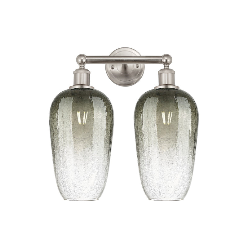 Innovations Brookhaven Flute 16in 2-Light Bath Vanity Light | Industrial Brushed Satin Nickel and Slate Glass | Bathroom Vanity | Model 616-2W-SN-G484-7SL