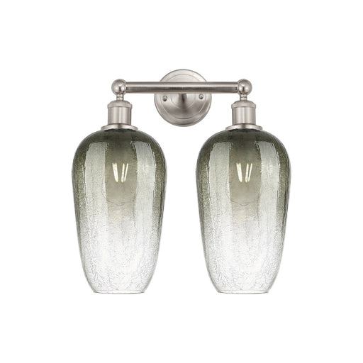 Innovations Brookhaven Flute 16in 2-Light Bath Vanity Light | Industrial Brushed Satin Nickel and Slate Glass | Bathroom Vanity | Model 616-2W-SN-G484-7SL