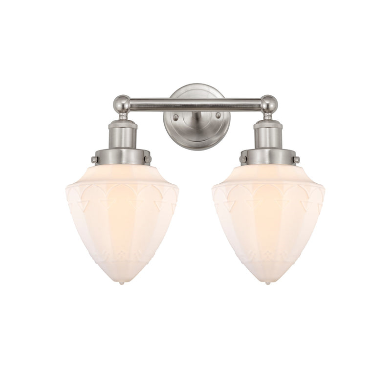 Innovations Bullet 16in 2-Light Bath Vanity | Industrial Brushed Satin Nickel and Matte White Frosted Glass | Bathroom Vanity | Model 616-2W-SN-G661-7